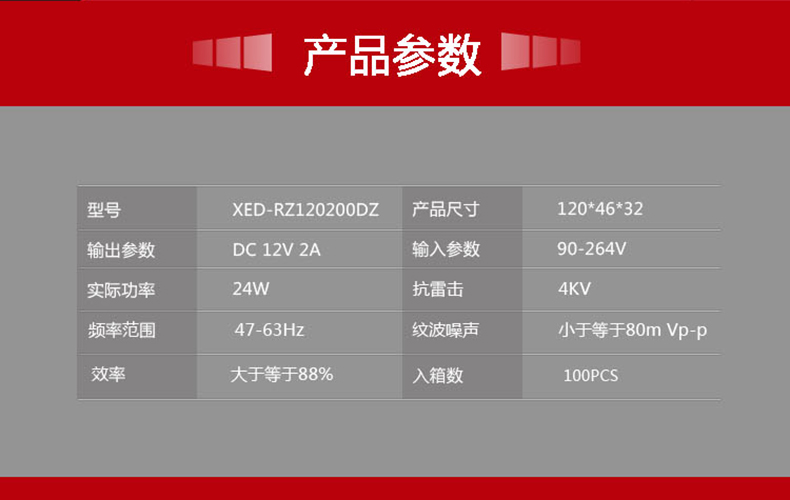 小耳朵電源DC12V 2A室內桌面電源適配器XED-RZ120200DZ